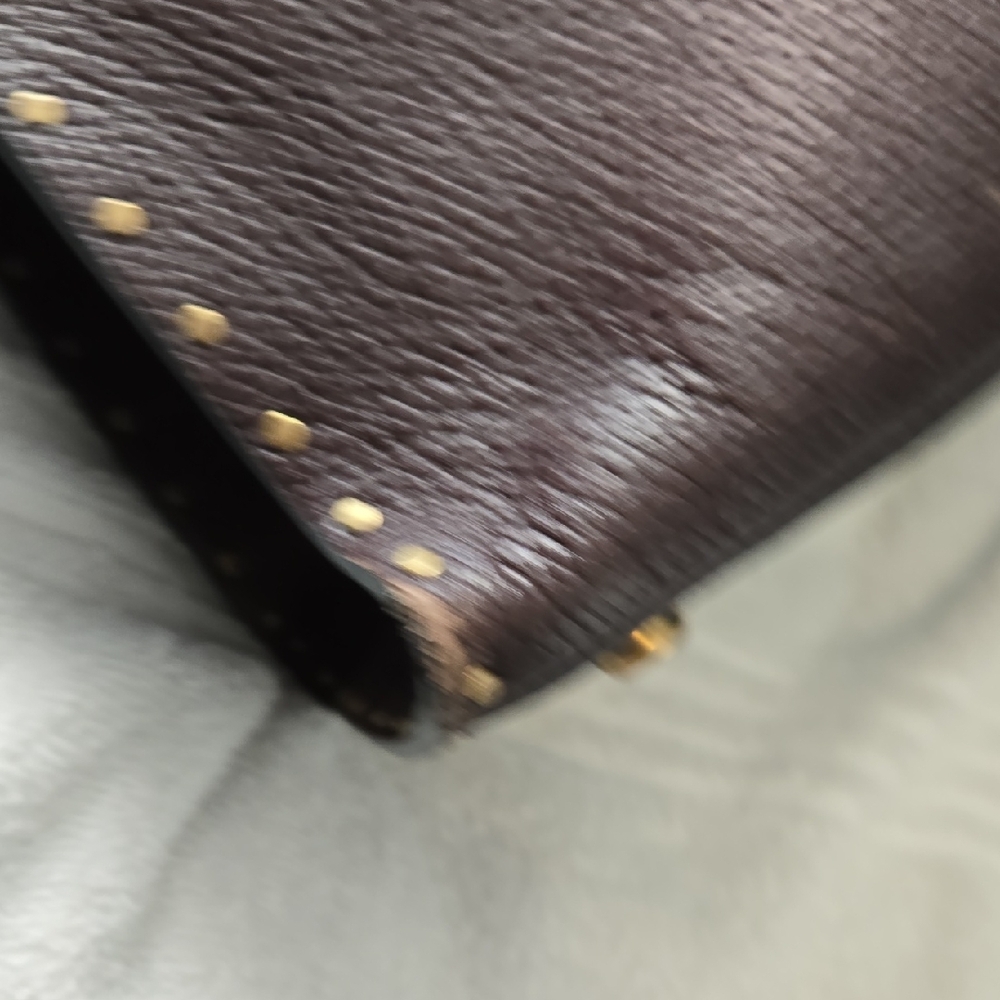 Coach Dark Brown/Oxblood Studded Leather Charlie Carryall Tote - Picture 13 of 16
